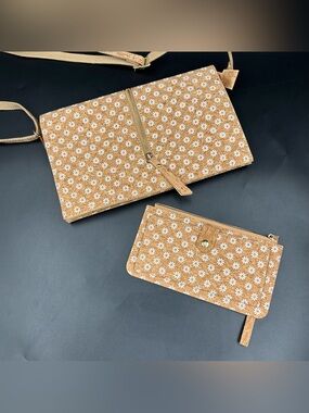 Made In Portugal Cork Crossbody Purse Wallet Set Daisy Print Vegan Handbag
